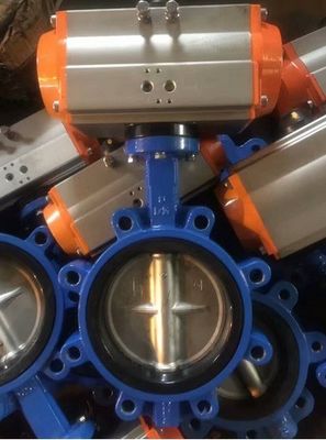 8 pulgadas DN200 PN16 Disco de cuerpo de hierro dúctil SS410 Silla de caucho de tallo Golpe de cabeza Wafer Lug Lt Tipo de válvula mariposa