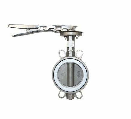 Válvula de mariposa de acero inoxidable de medios de agua sanitarios con mango de excelente