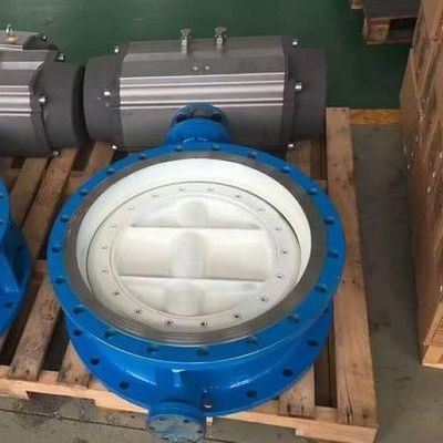 PN10 PN16 PN25 CLASS150 válvula de mariposa excéntrica de doble flanqueado con doble desplazamiento con neumático eléctrico