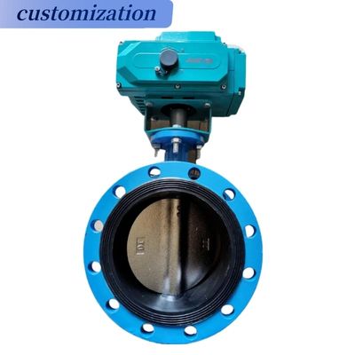 Válvula de mariposa de hierro dúctil de sello de PTFE duradero con engranaje de gusano de acero inoxidable