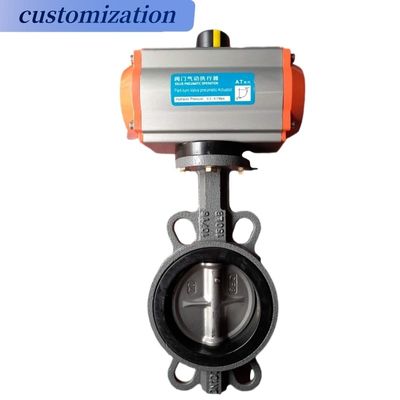 Válvula de mariposa de hierro dúctil de sello de PTFE duradero con engranaje de gusano de acero inoxidable