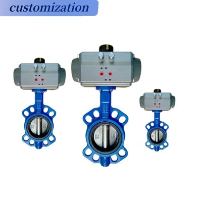 Válvula de mariposa de hierro dúctil de sello de PTFE duradero con engranaje de gusano de acero inoxidable
