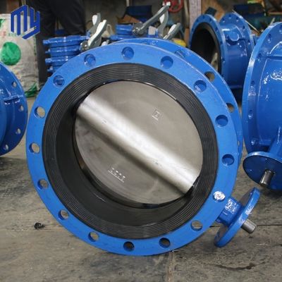 Válvula de mariposa de PVC de doble brida excéntrica y accionamiento neumático para industriales