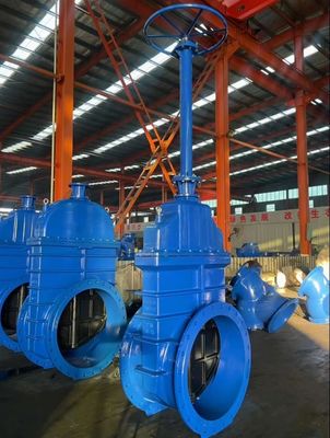 Válvula de puerta con flancos con asiento eléctrico resistente DN900 NRS EPDM Cuña de hierro fundido Pn16
