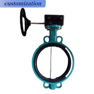 4-10 pulgadas PTFE tipo de hierro dúctil Wafer Listado de válvulas de mariposa con acero inoxidable