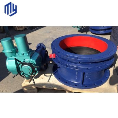 Válvula de mariposa de doble brida de gas con soporte OEM con caja de engranajes Pn6/Pn10/Pn16
