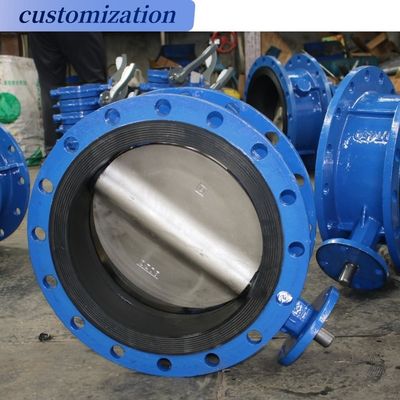 Estructura del diafragma Acero fundido Triple offset Industrial Manual Wafer Flange Válvula de mariposa