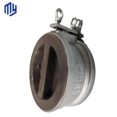 Válvula de verificación de doble placa de acero inoxidable / hierro fundido / acero fundido para la eficiencia de los medios de gas