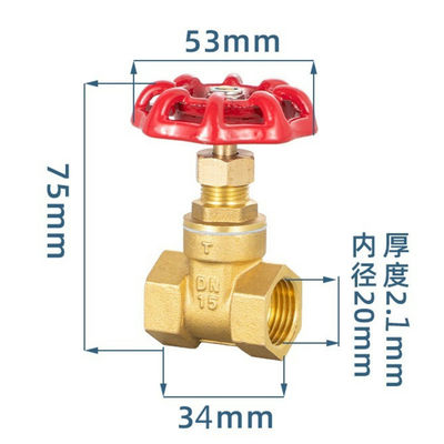 LIRLEE Válvula de control de agua duradera con extensión del tallo de la rueda de mano Kuningan de bronce