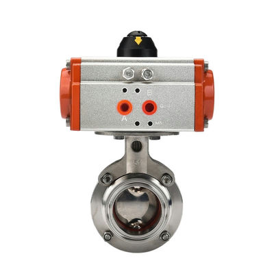 EPDM PTFE Material de sellado de 2 pulgadas Tri Clamp Sanitaria de la válvula mariposa con actuador neumático